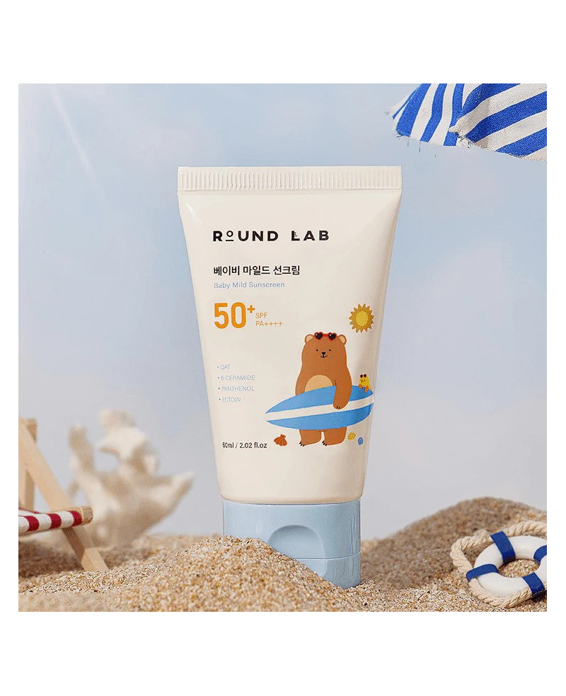 Round lab Baby Mild Sunscreen SPF 50+ PA++++ mineralinė apsauga nuo saulės 60ml.